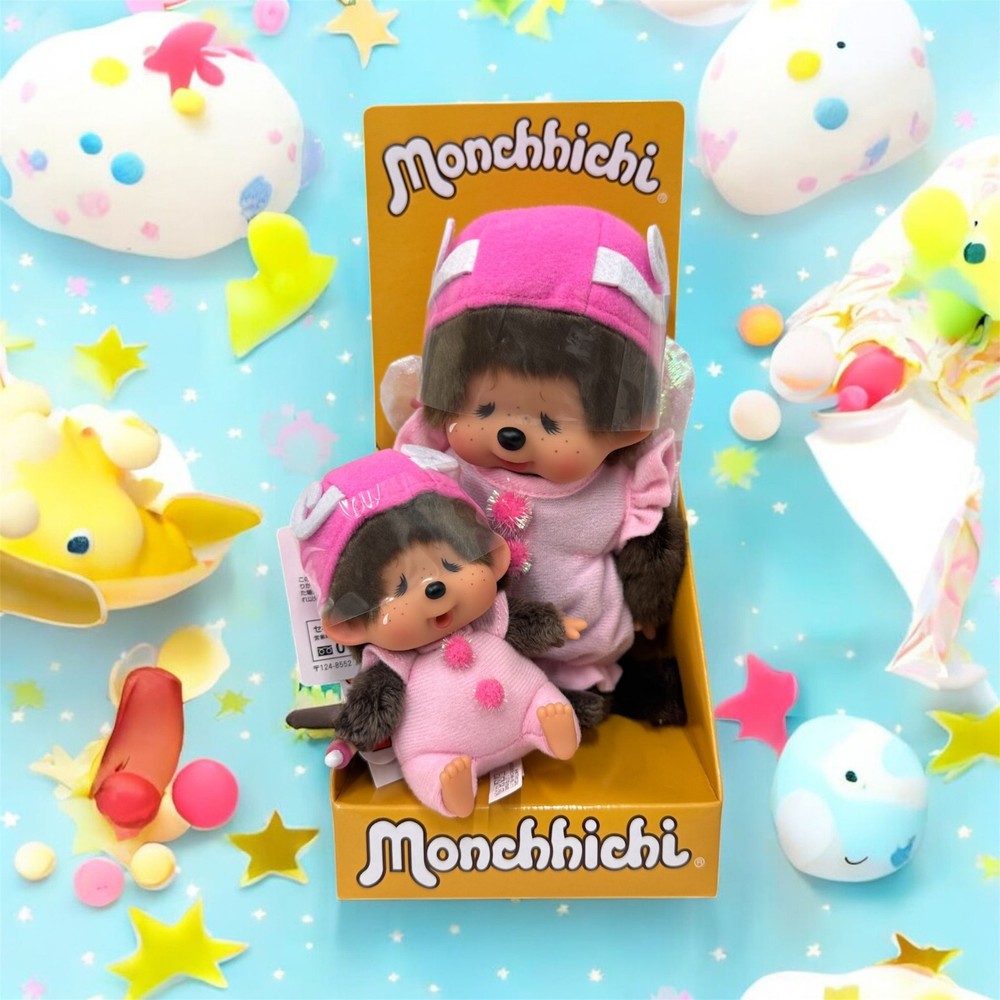 746460+246014 Monchhichi Butterfly S Size Plush + SS Size Keychain Japan Limited