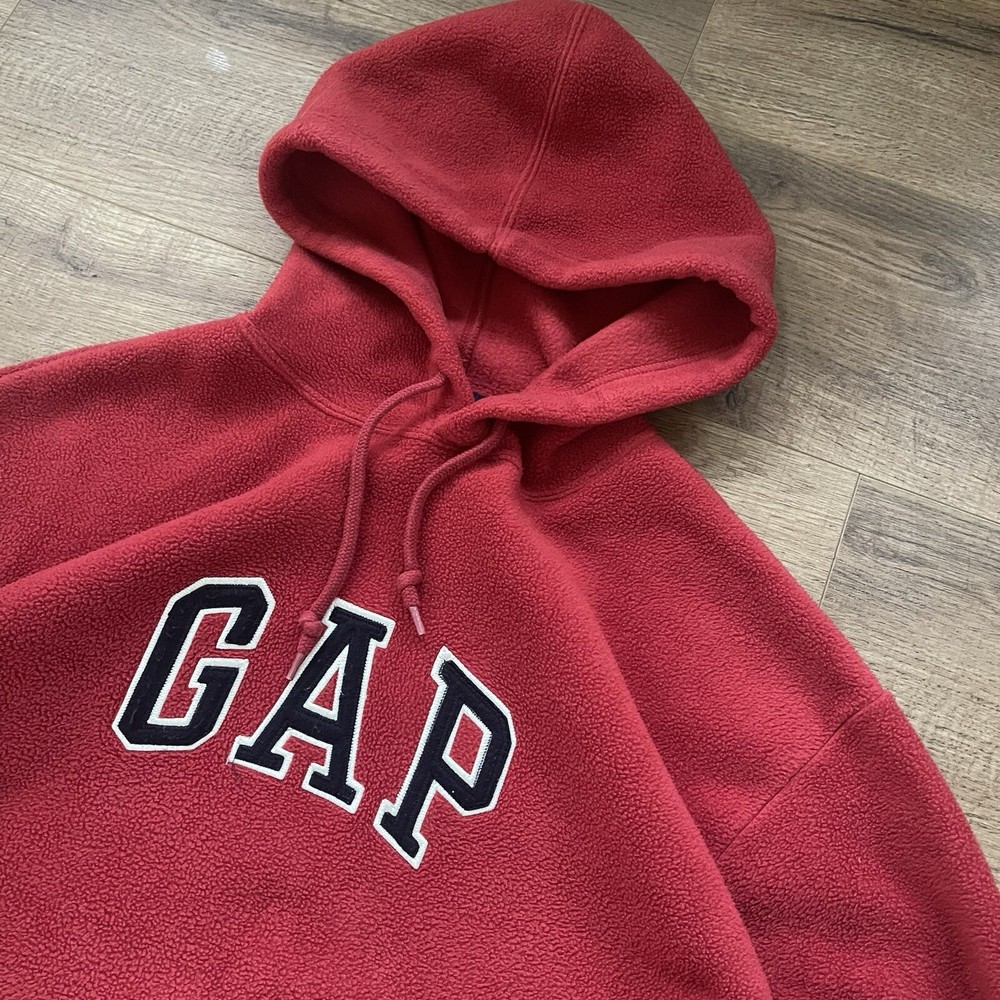 Gap Sweater Mens M Red Hoodie Pullover Spellout Cotton Retro Sweatshirt