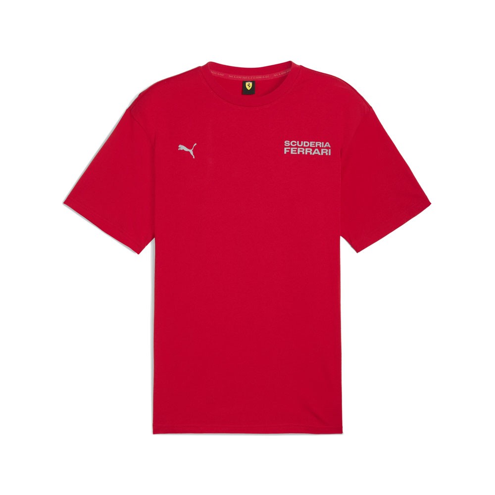 PUMA Scuderia Ferrari Lifestyle Crew Neck Short Sleeve T-Shirt Mens Red Casual T
