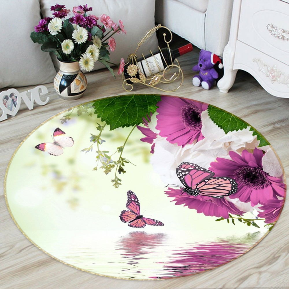3D Butterfly Flower O1947 Animal Non Slip Rug Mat Elegant Photo Carpet Fay