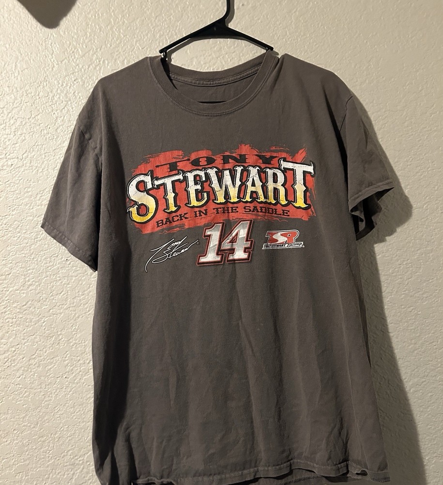 Tony Stewart Racing Back in the Saddle Men's Graphic T-Shirt Gray