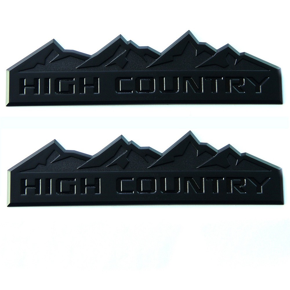 2x OEM HIGH COUNTRY Emblem Badge door tailgate fits Silverado Black Matte