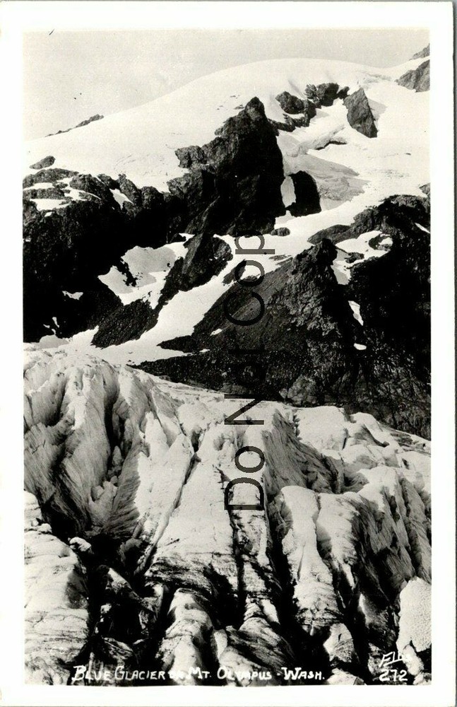 c1940s Blue Glacier Mount Olympus Washington Vintage Real Photo Postcard