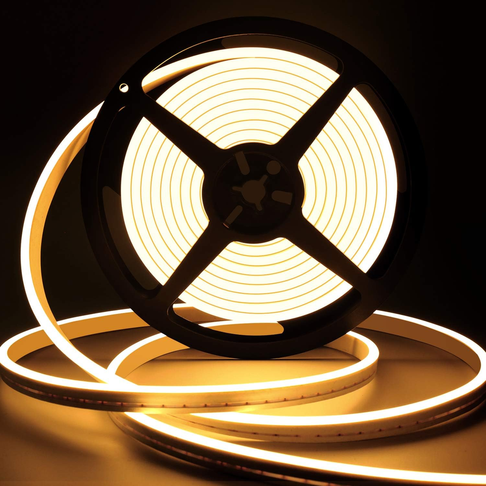 12V Warm White Dimmable LED Neon Strip Lights 16.4Ft Waterproof 5M