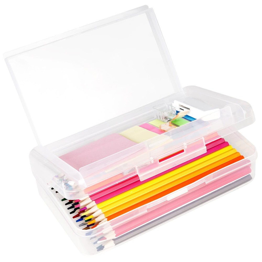 Plastic Pencil Box, Large Capacity Pencil Case, Pencil Boxes Double Layer for...
