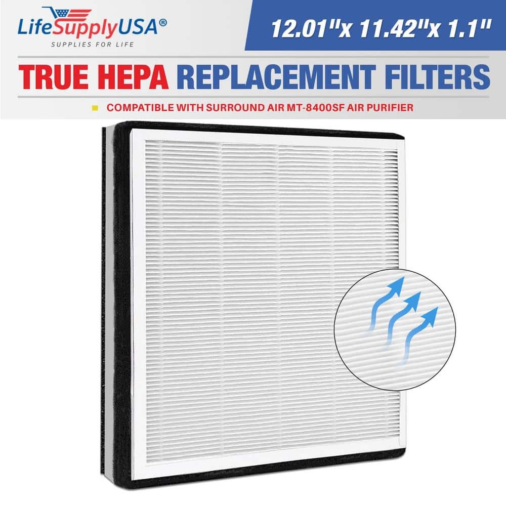 3-in-1 HEPA Carbon Pre Filter Replacement for Surround Air MT-8400SF Air Purifier