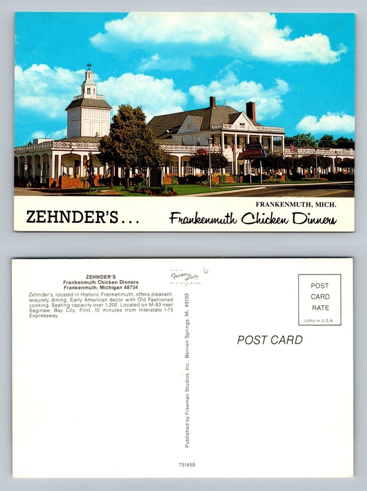 Frankenmuth, MI-Michigan, Zehnder’s Chicken Dinner Restaurant Vintage Postcard