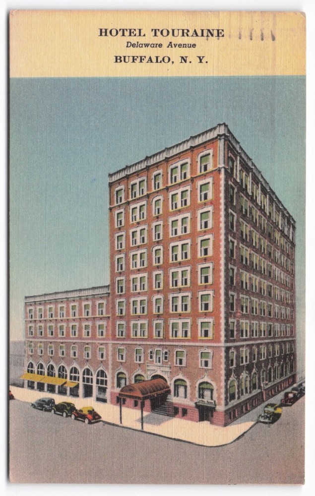 Hotel Touraine Buffalo NY Postcard 1948 Delaware Ave Linen Postmarked
