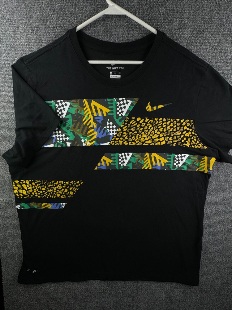Nike Dri-fit Black Graphic T Shirt 2XL Men Short Sleeve Abstract Cotton Blend-image