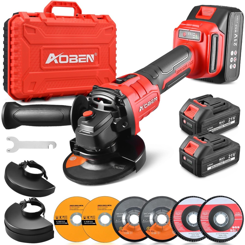 21V Cordless 4-1/2 Inch Angle Grinder with Battery