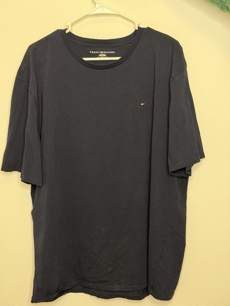 Tommy Hilfiger Mens T Shirt XXL Black Flag Logo Short Sleeve Cotton Tee