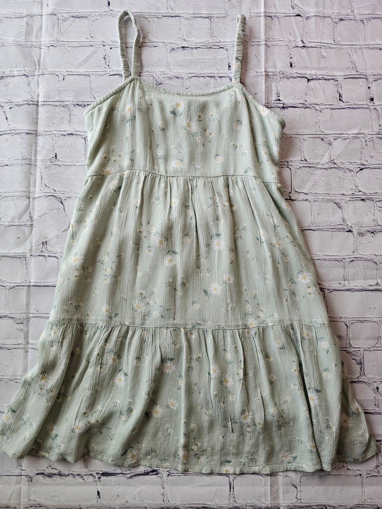 Abercrombie Kids Girls dress Size 13/14 Green Floral Smocking pre-owned