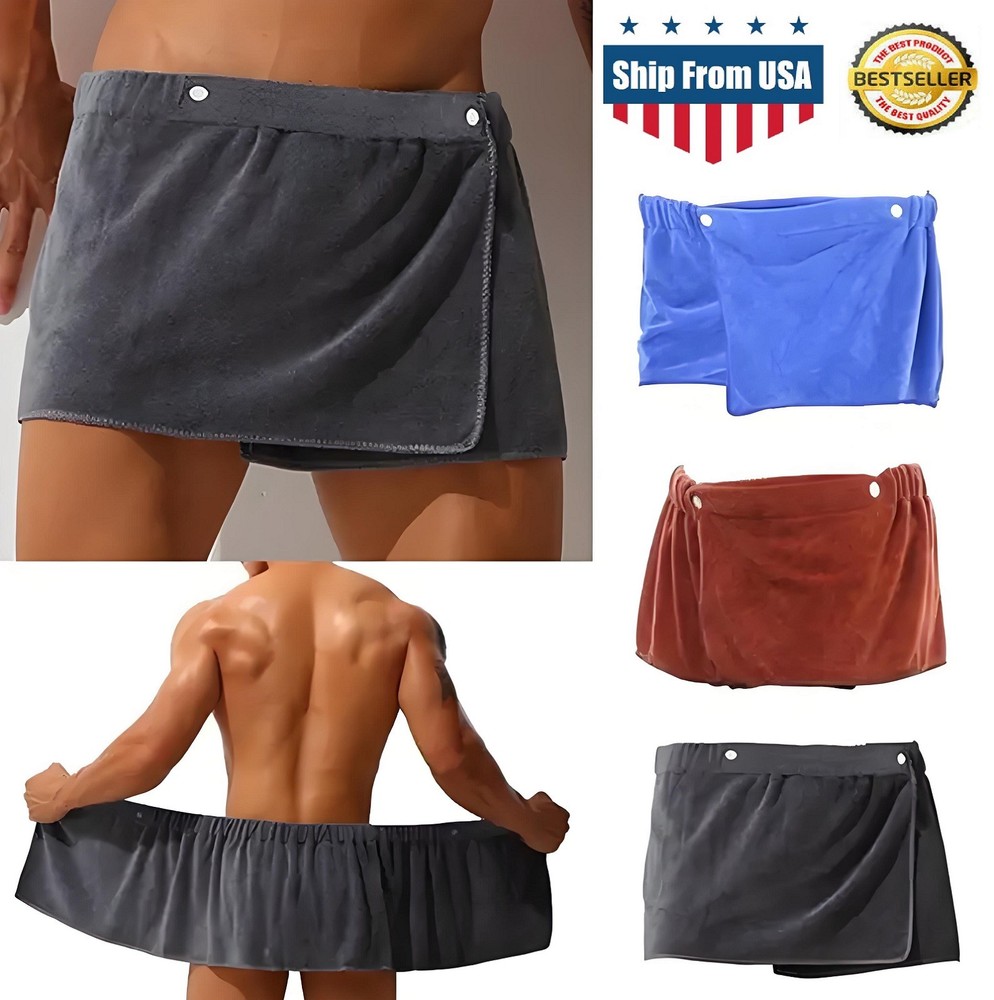 Men's Short Wearable Bathing Towel Magic Shower Skirt Swimming Beach Blanket USA
