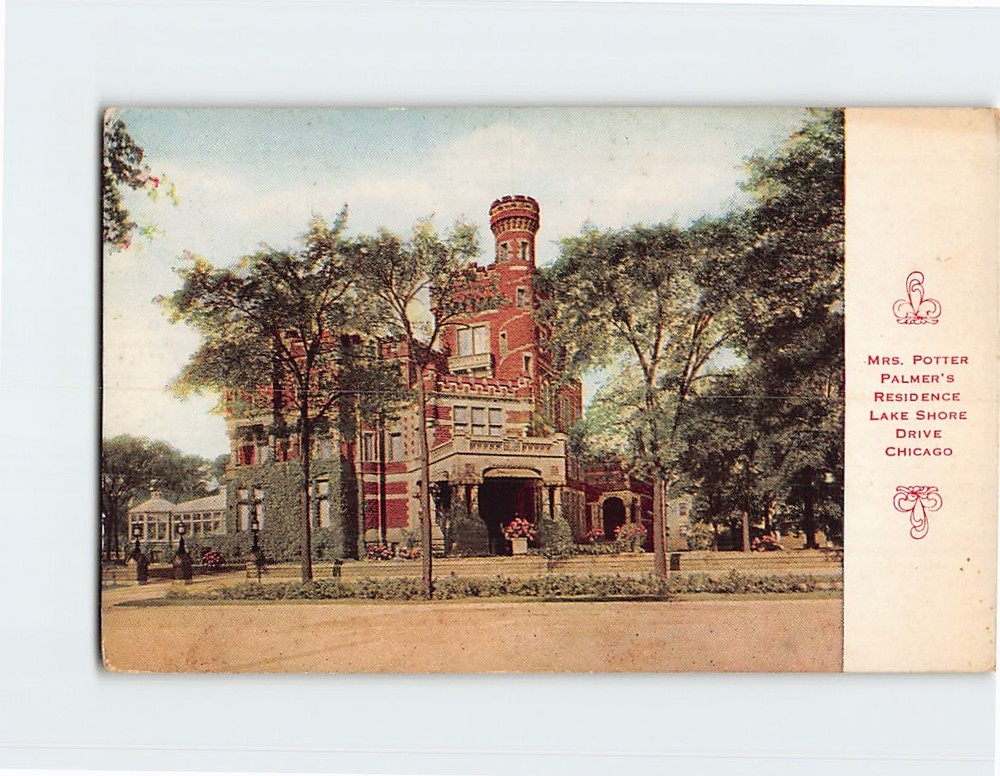 Postcard Mrs. Potter Palmer's Residence Lake Shore Drive Chicago Illinois USA