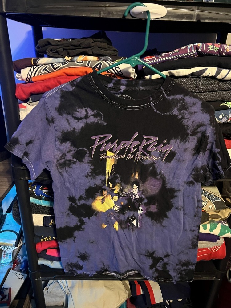 Acid Wash Black Purple Band Tshirt Size Small Short Sleeve Crew Neck-image