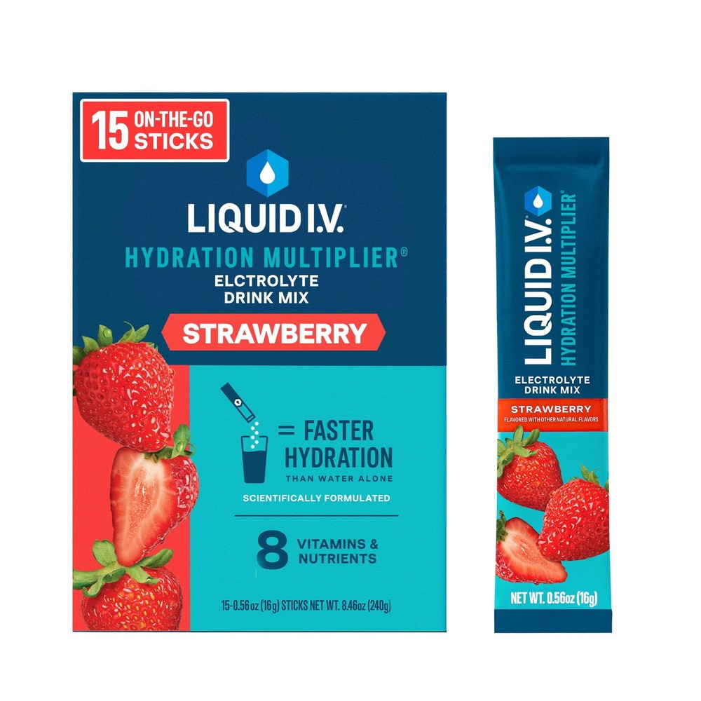Strawberry Electrolyte Drink Mix Powder Hydration Booster 15 Packets