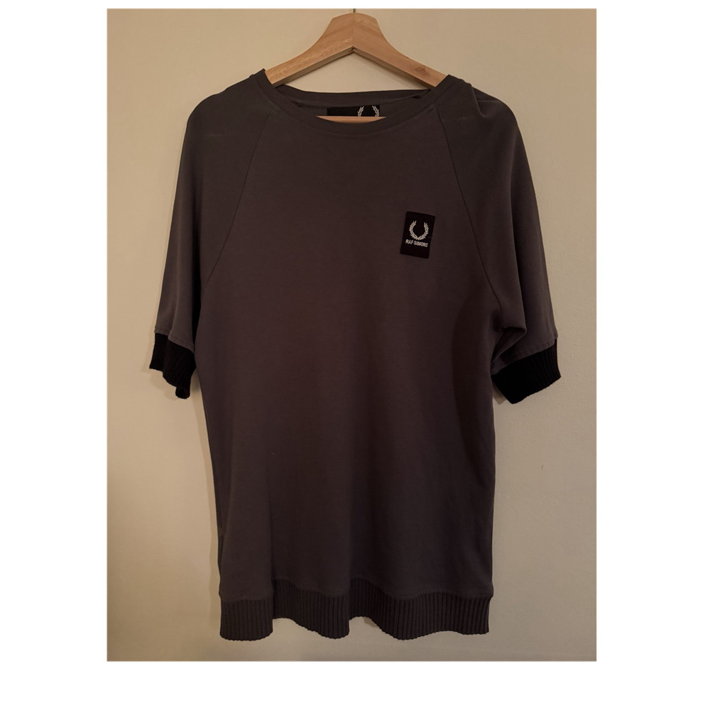 Raf Simons Fred Perry Gray Logo Crew Neck Short Sleeve Jersey T-Shirt 38