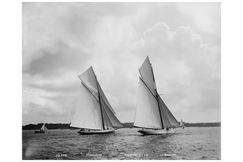 Mayflower,Galatea,start,America's Cup races,yachts,regattas,sloop,boats,1886