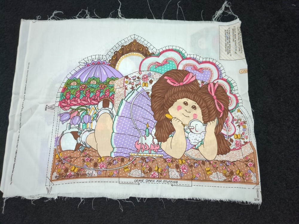 Vtg 1983 Cabbage Patch Kids Cut Sew Fabric Pillow Panel Doll Girl on  Phone