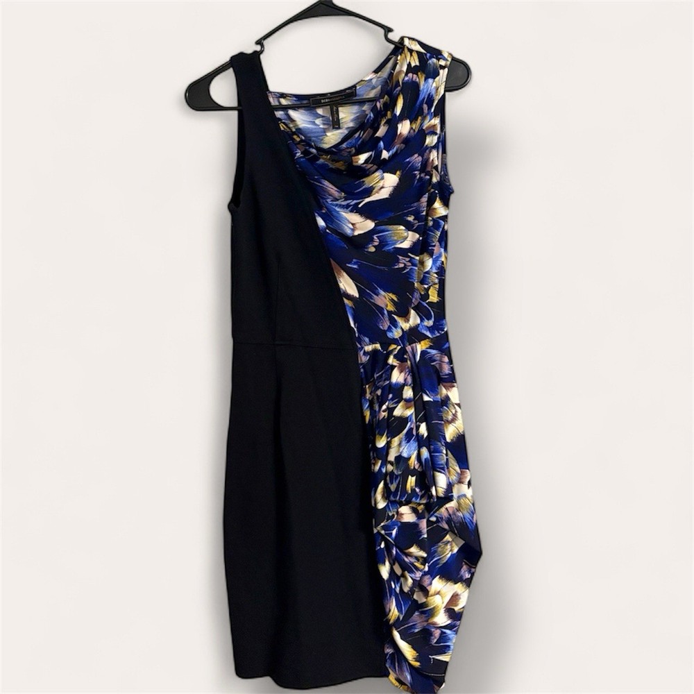 BCBGMaxAzria Black and Blue Asymmetrical Dress Size 8