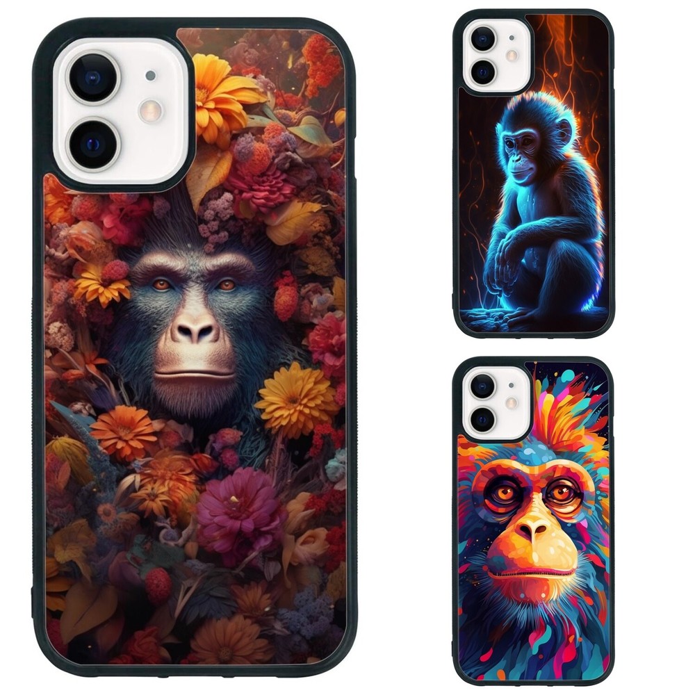 For iPhone XS XR 6 7 8 Plus SE 2nd 3rd monkey pastel cartoon Anti scratch Cover