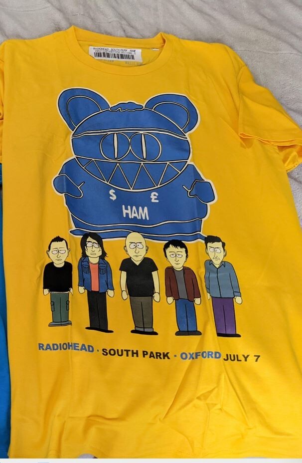 Radiohead Band 90s retro style Yellow T shirt Reprint digital tee vtg NH14306