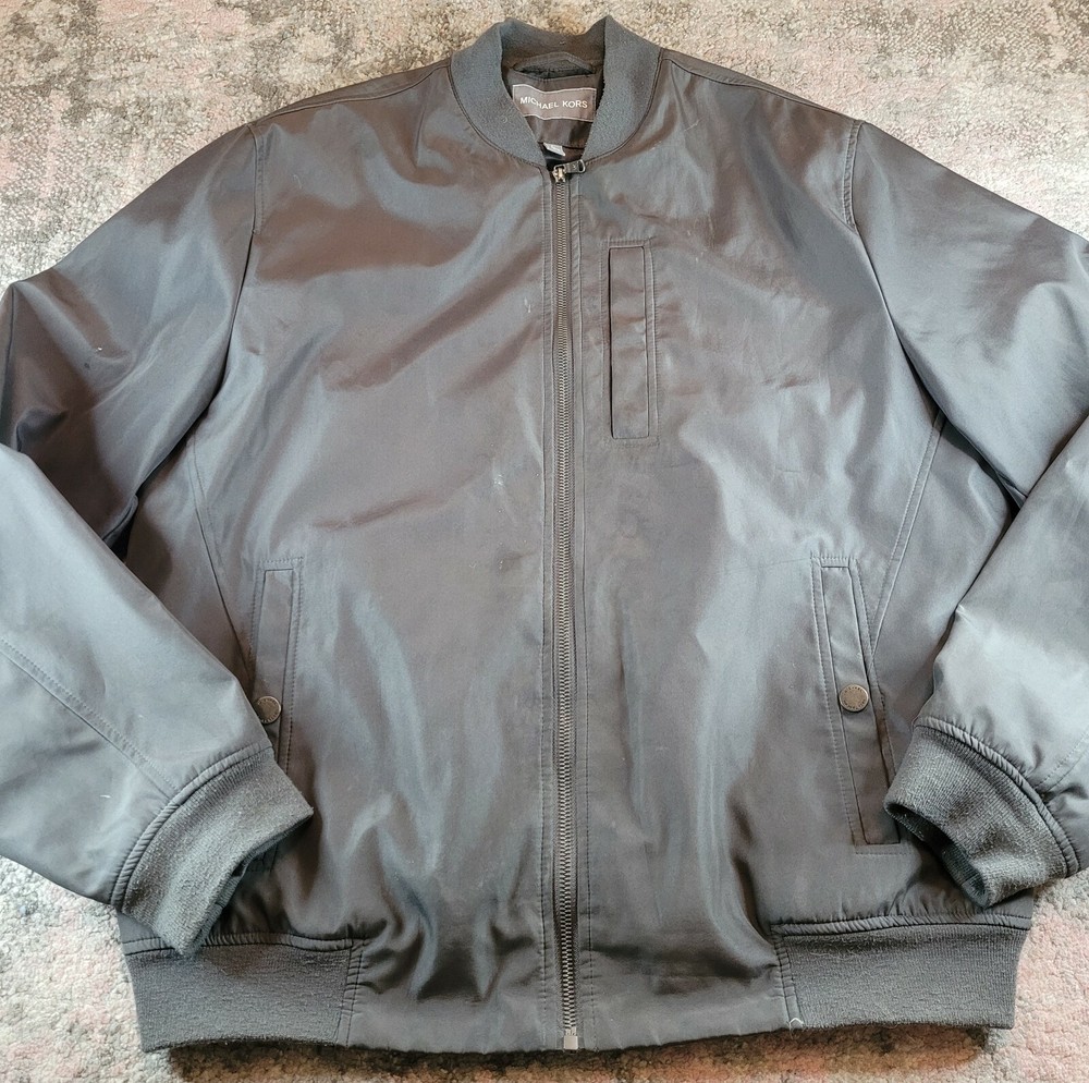 Mens Michael Kors Bomber Jacket Size L Grey