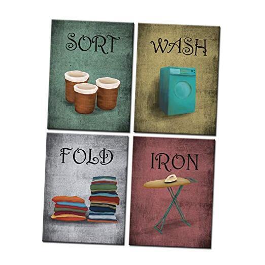 Vintage Laundry Room Wall Art Decor Canvas Prints Humorous Laundry Room Rules
