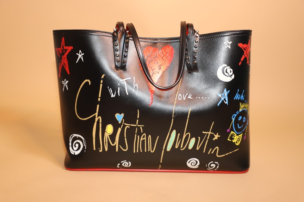 AUTH CHRISTIAN LOUBOUTIN KABATA TOTE BAG PAINT DESIGN