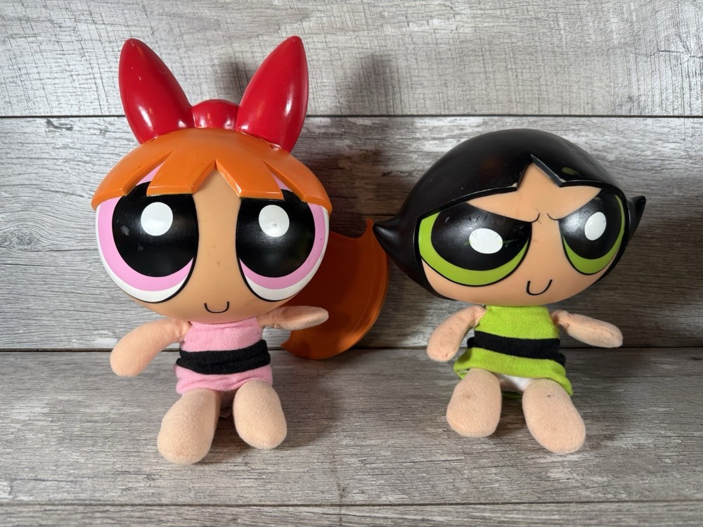 Vintage Powerpuff Girls Talking Buttercup & Blossom Hard Head Doll  *UNTESTED