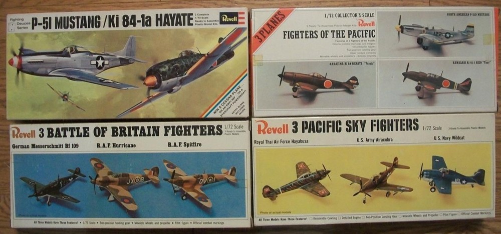 LOT of 4 1:72 PLASTIC MODEL KITS of WWII MILITARY AIRPLANES from REVELL