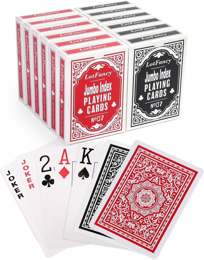 12-Pack Large Print Jumbo Index Playing Cards, Poker Size.