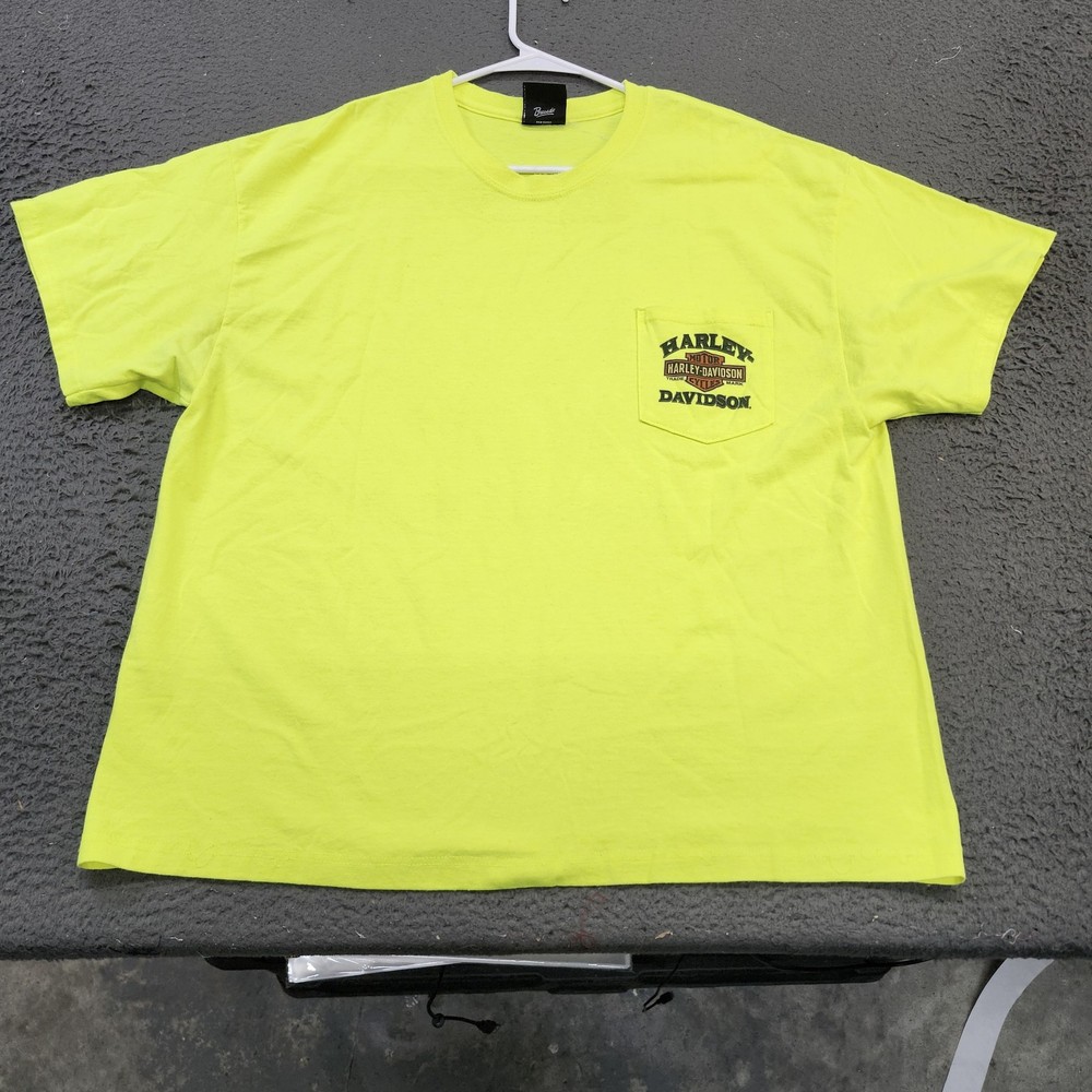 Harley-Davidson Shirt Mens 2XL Yellow Military Skull Overseas Tour Graphic Tee