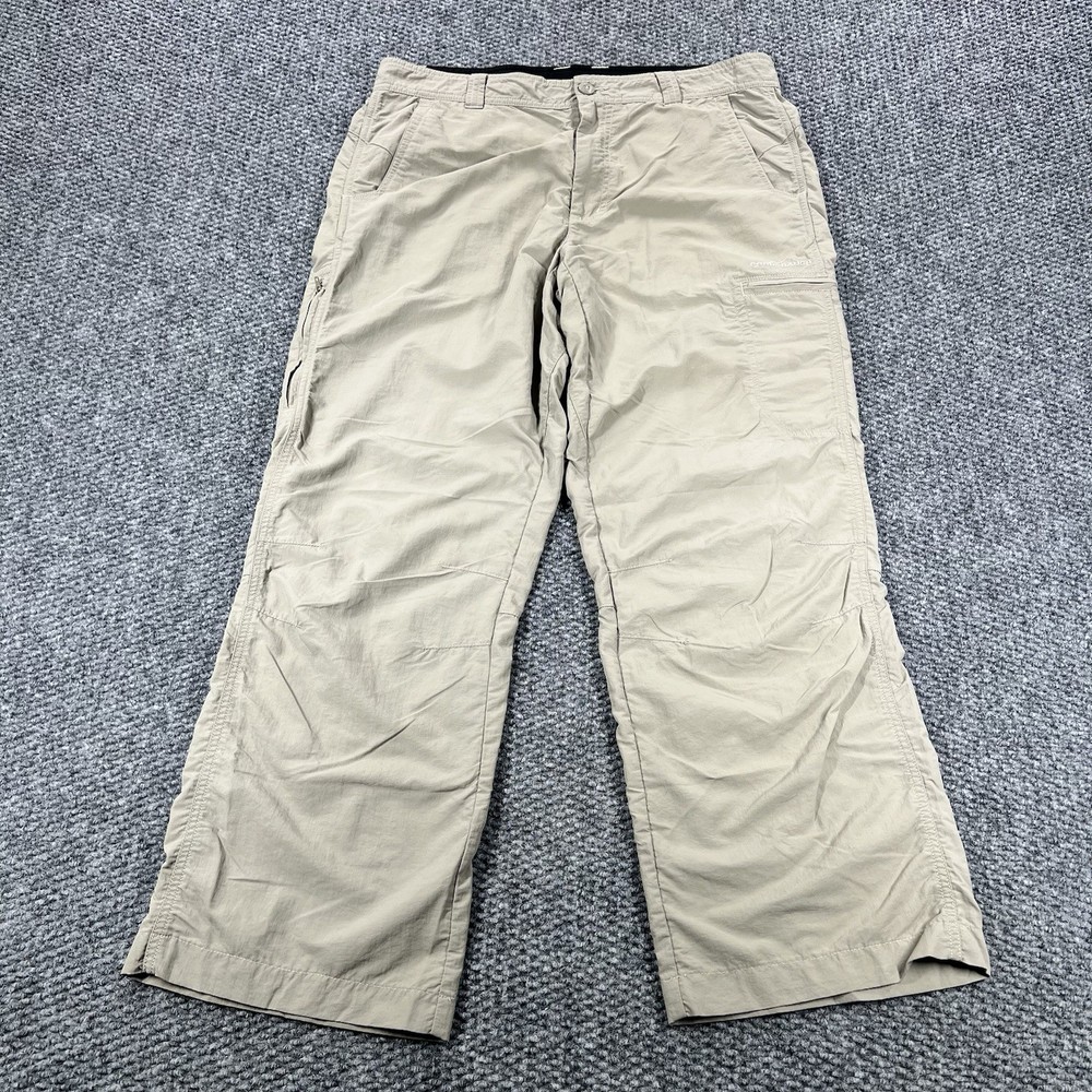 Eddie Bauer Travex Lite Pant Mens 34x30 Khaki Nylon Hiking Travel Outdoors