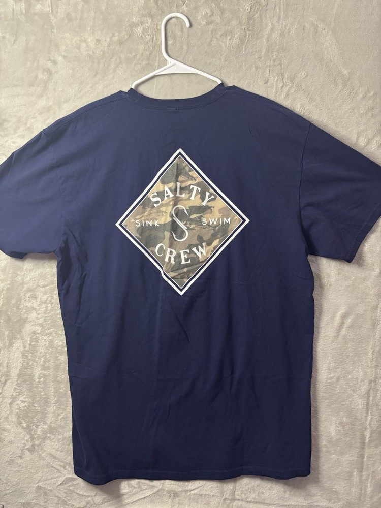 Salty Crew Men’s XL Navy Graphic Logo T-Shirt Sink Swim Camo Diamond Tee