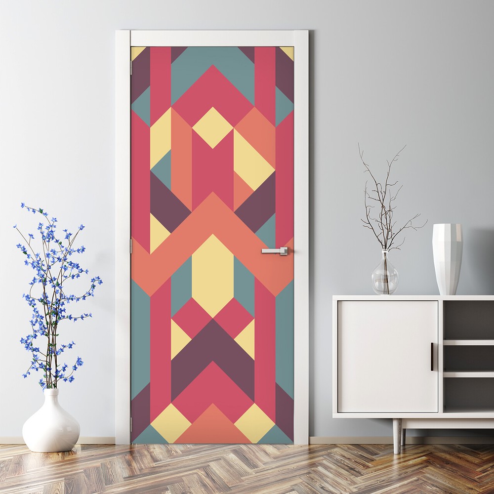 Retro orange red yellow bubble-free door sticker decal for photos