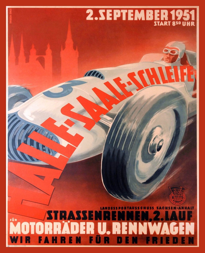 Decoration Poster.Home room art.Interior design.1951 German car race.Red.7405