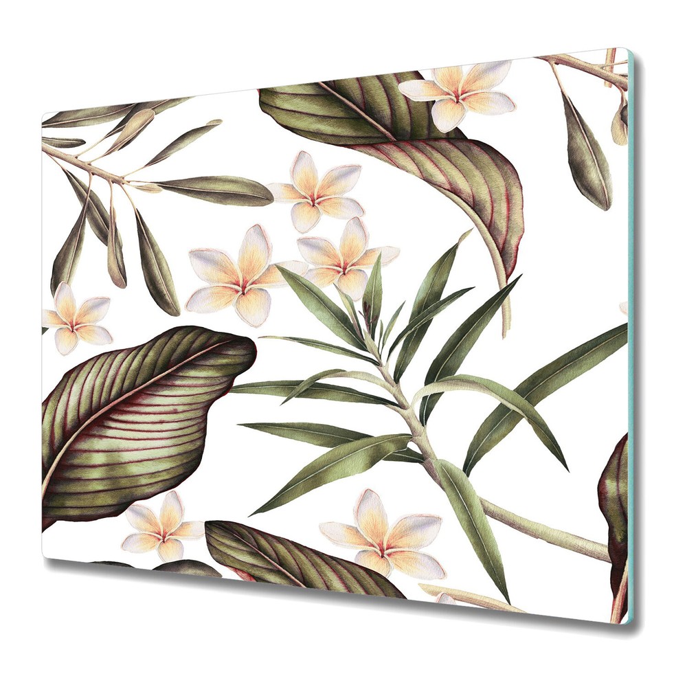 Glass Chopping Cutting Board Tropical Flowers Floral Leaves Tropical 60x52