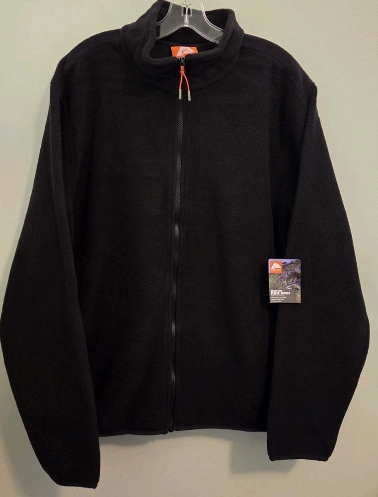 Ozark Trail Men's XL Polar Fleece Jacket BLACK Zip Front Mock Neck #10726