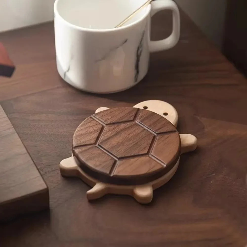 Cute Turtle Walnut Tea Coaster Heat Resistant Coffee Table Insulation Mat