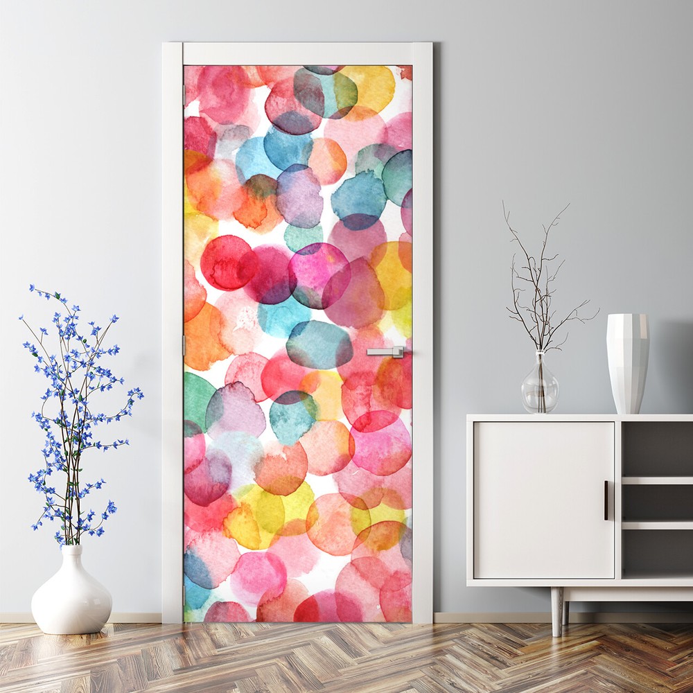 Colorful Watercolor Bubble Door Sticker Splash Decor Free Bubbles