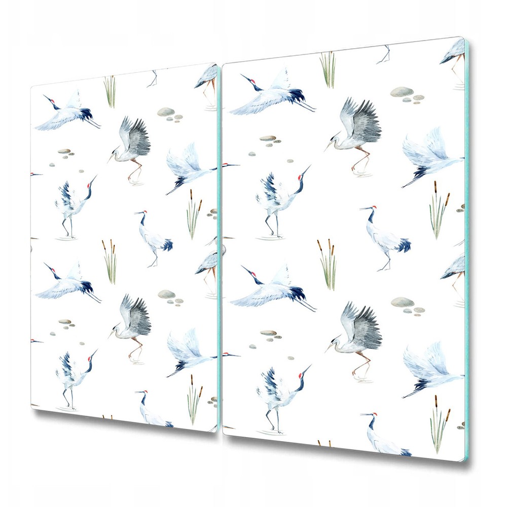 Glass Worktop Kitchen Chopping Cutting Board Crane Tropical Birds 2x30x52