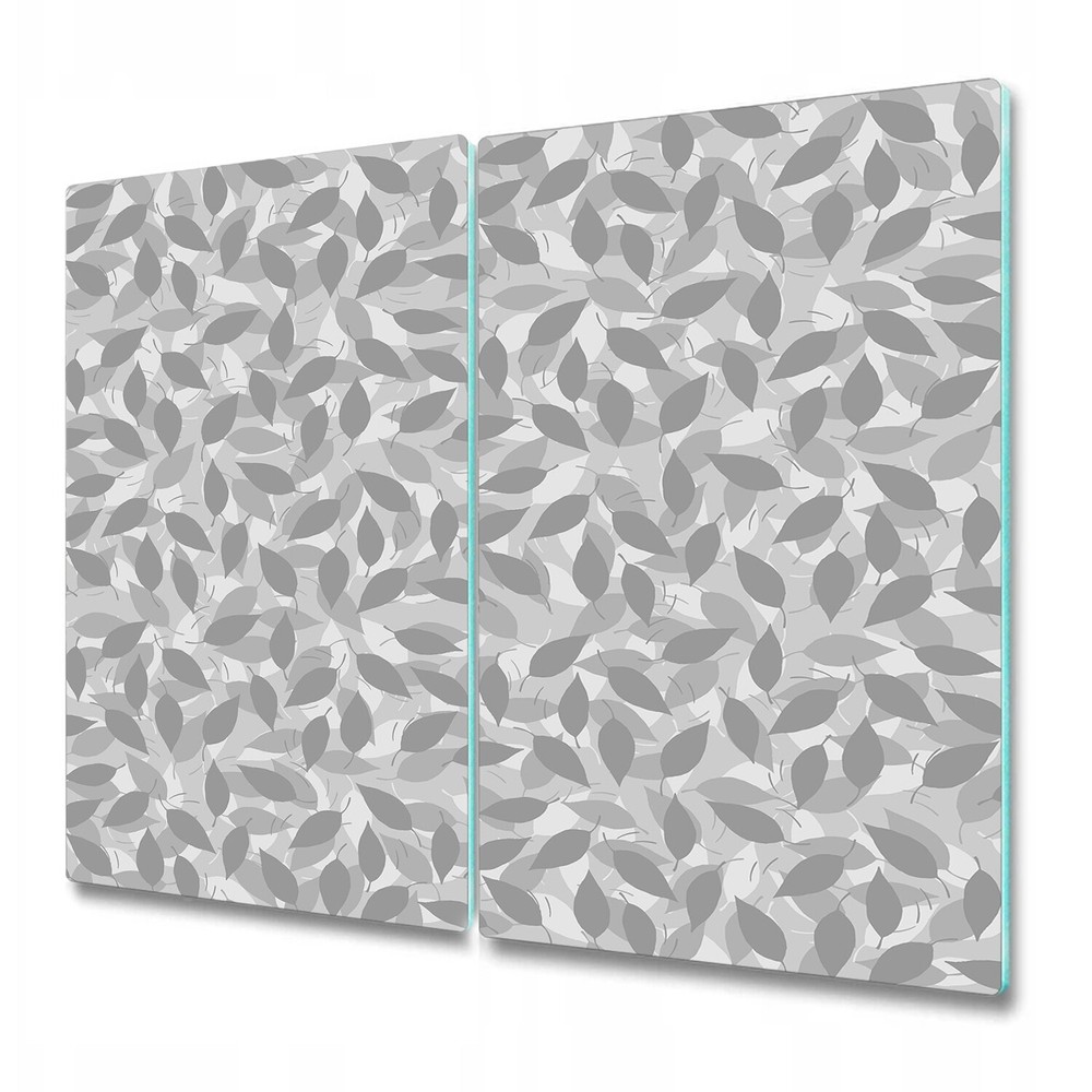 Tempered Glass Cutting Board Worktop Saver grey leaves grey and white 2x30x52