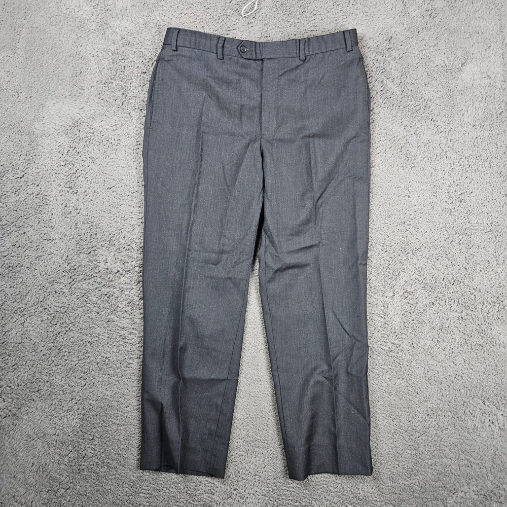 Brooks Brothers 346 Mens Gray 100% Wool Dress Pants 36x29 Straight Leg