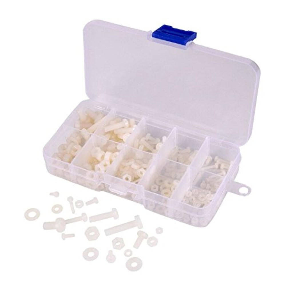 M2 M2.5 M3 M4 M5 Total 270pcs Nylon Screw/Nut/Washer Assortment Kit Come with...