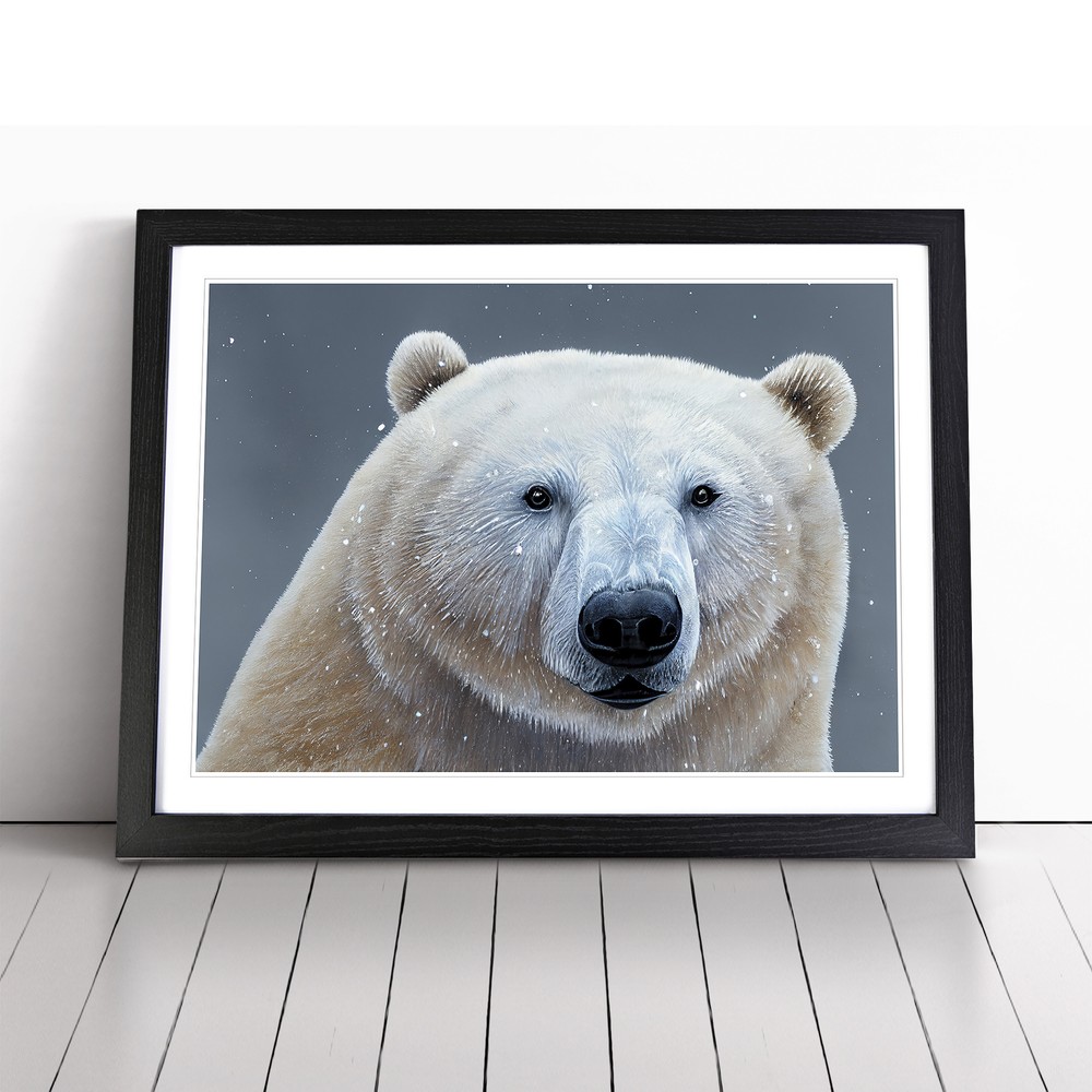 Spectacular Polar Bear Framed Canvas Wall Art Print Poster Picture, Home Decor