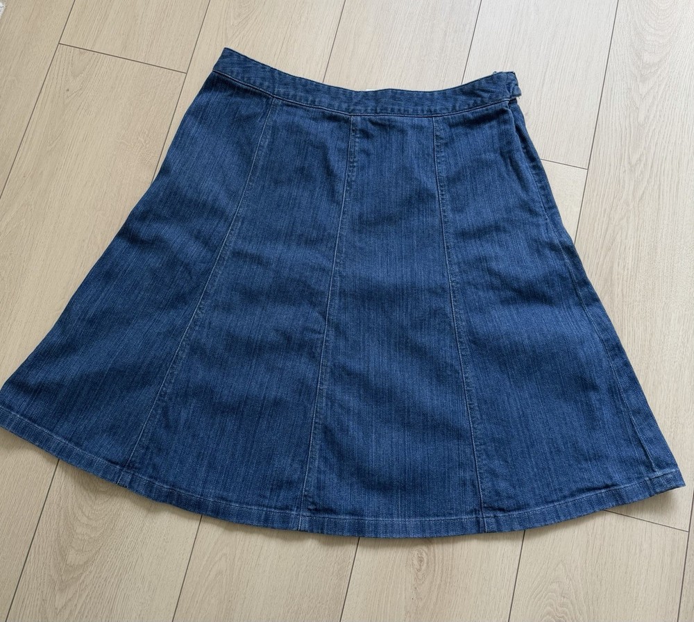 L.L.Bean A-Line Knee Skirt Blue Denim Stretch Women's Size 16 Regular