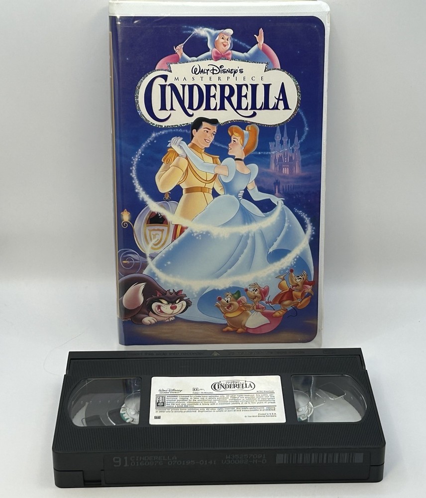 Cinderella VHS Disney Video Tape Masterpiece VTG Clamshell White Paper Label HTF