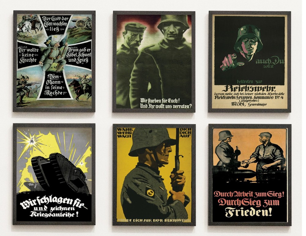 as a set: 6 posters 1. WW2 Reichswehr Veterans Tank Poster / Militaria