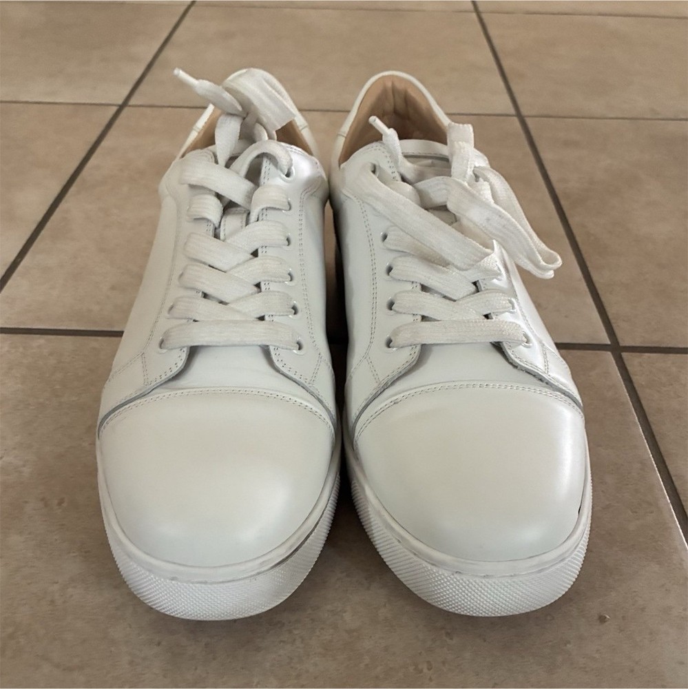 Christian Louboutin Louis Junior White Leather Sneakers Red Sole Men's Casual